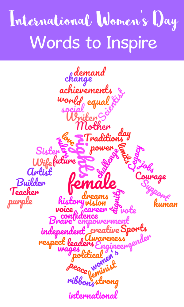 International Women’s Day words to inspire -wordcloud -imagine forest