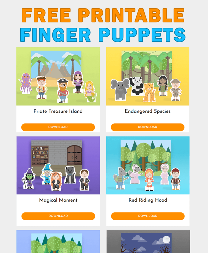 free printable paper finger puppets template
