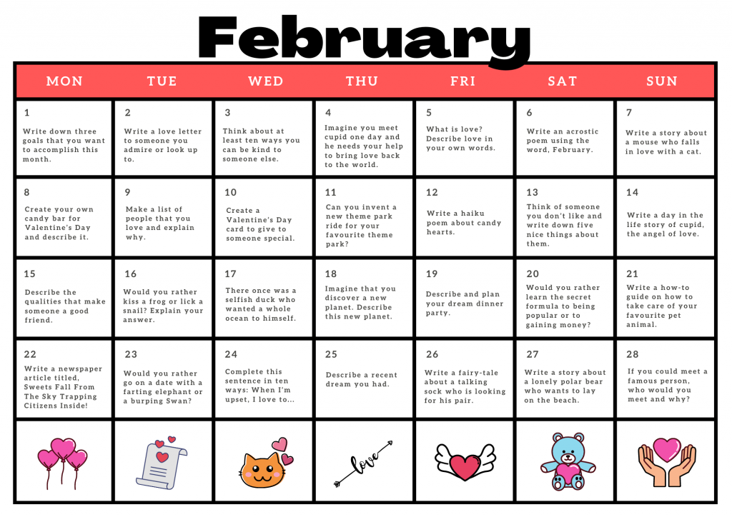 February writing prompts