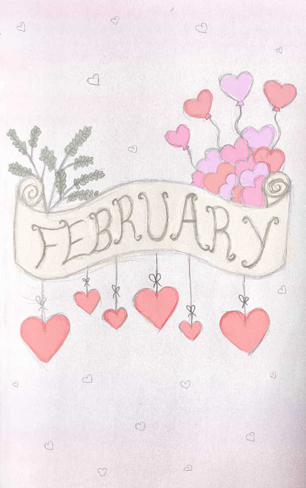 february bullet journal cover page