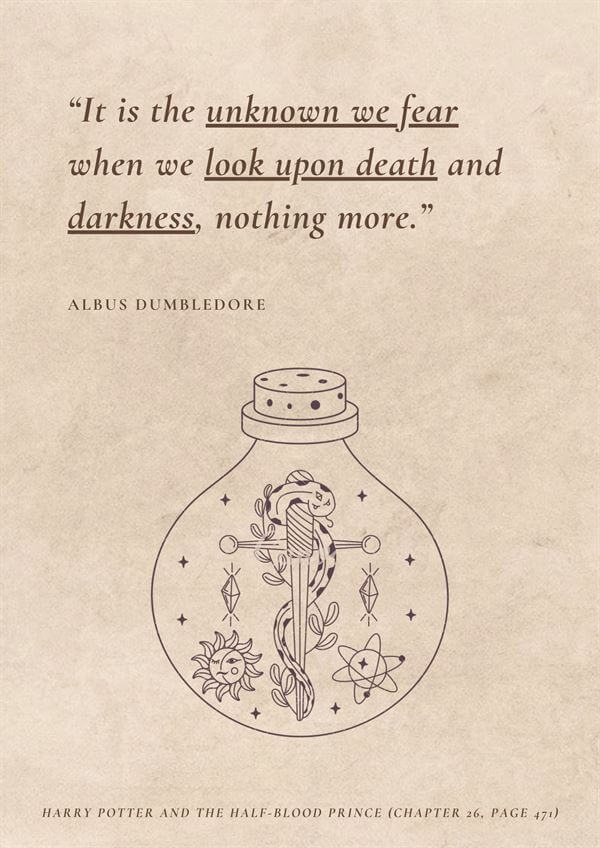 It is the unknown we fear when we look upon death and darkness